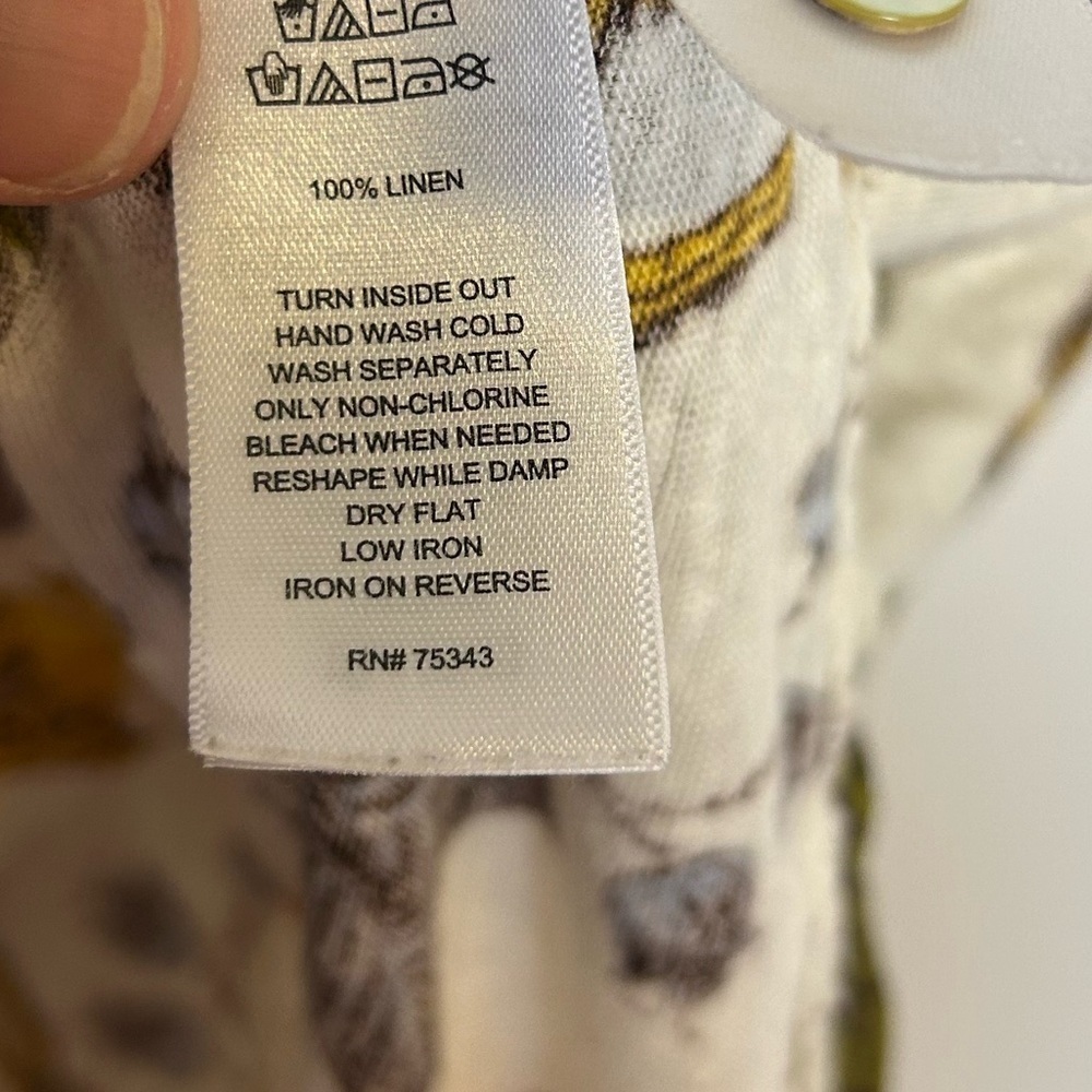 Nicole Miller Floral Print Blouse 100% Linen Size M Fall Cottagecore boho - Picture 8 of 10
